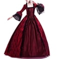 thumbnail image 3 of Summer Savings Clearance 2024 yoeyez Renissance Women's Dress Square Neck Flare Sleeve Lace Princess Dress Retro Victorian Dress Medieval Court Ball Gown 2024 halloween costumes for women, 3 of 7