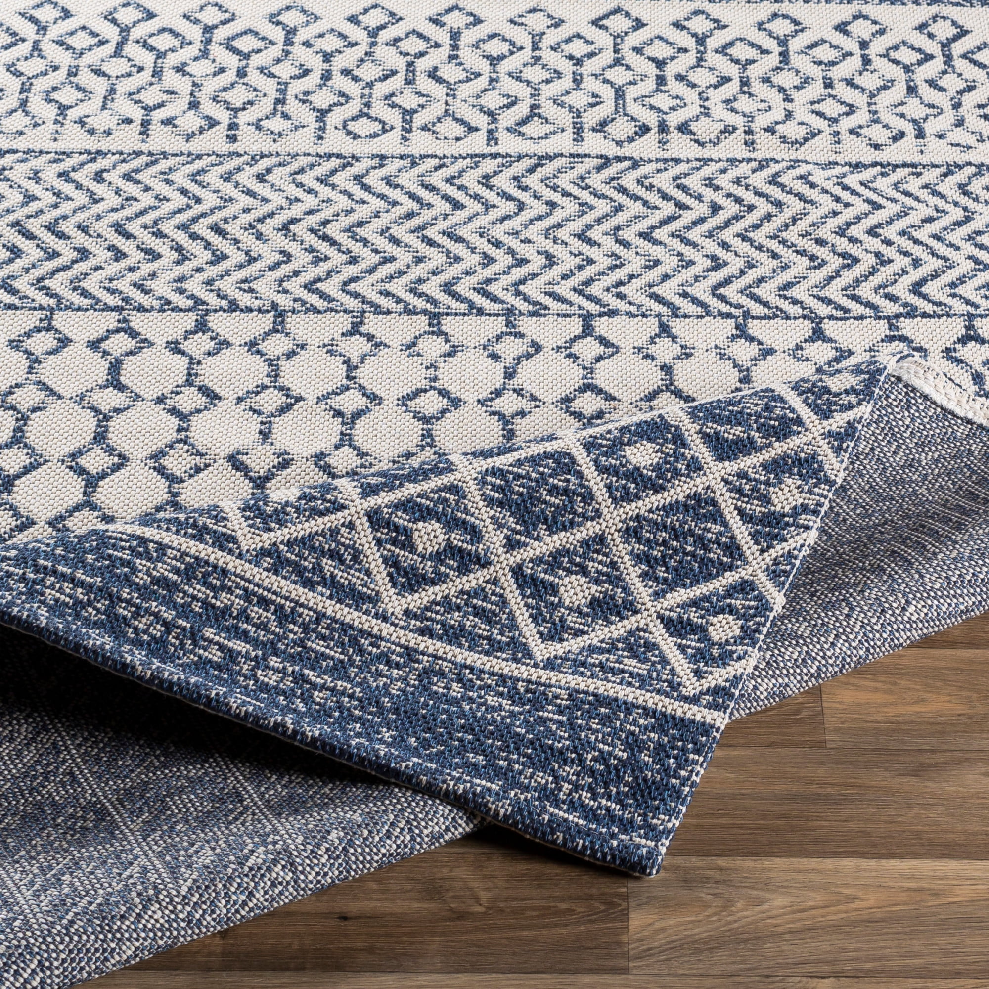 Livabliss Washable Rugs for Living Room, 8x10 La Casa Global Navy Area Rug, Bedroom Dining Room Home Decor Stain Resistant Carpet (7'7" x 10'2")