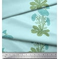 thumbnail image 3 of Soimoi Moss Georgette Fabric Leaves & Floral Block Fabric Prints by Yard 42 Inch Wide, 3 of 3
