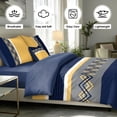 thumbnail image 4 of Davulos Blue Beds in a Bag, 6 Pieces Full Comforter Set Geometric Pattern Bedding Sets with Comforter, Flat Sheet, Fitted Sheet, 2 Pillowcases & 1 Decorative Pillowcase, 4 of 10