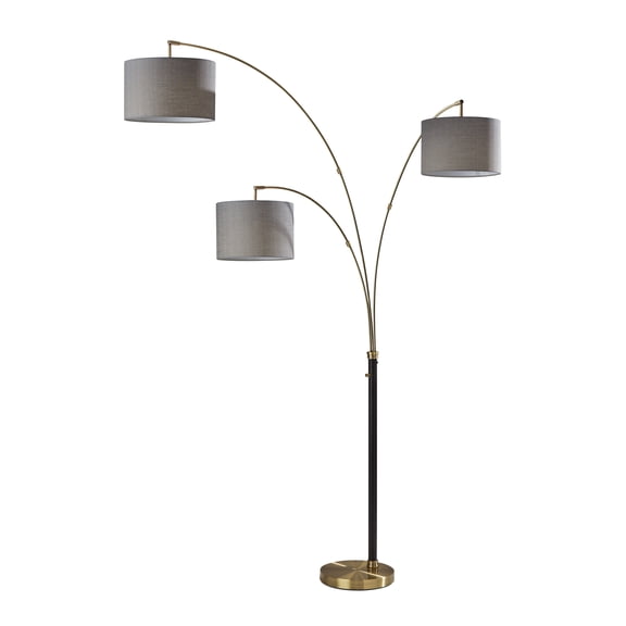 Bergen 3-Arm Arc Lamp in Black and Antique Brass Finish