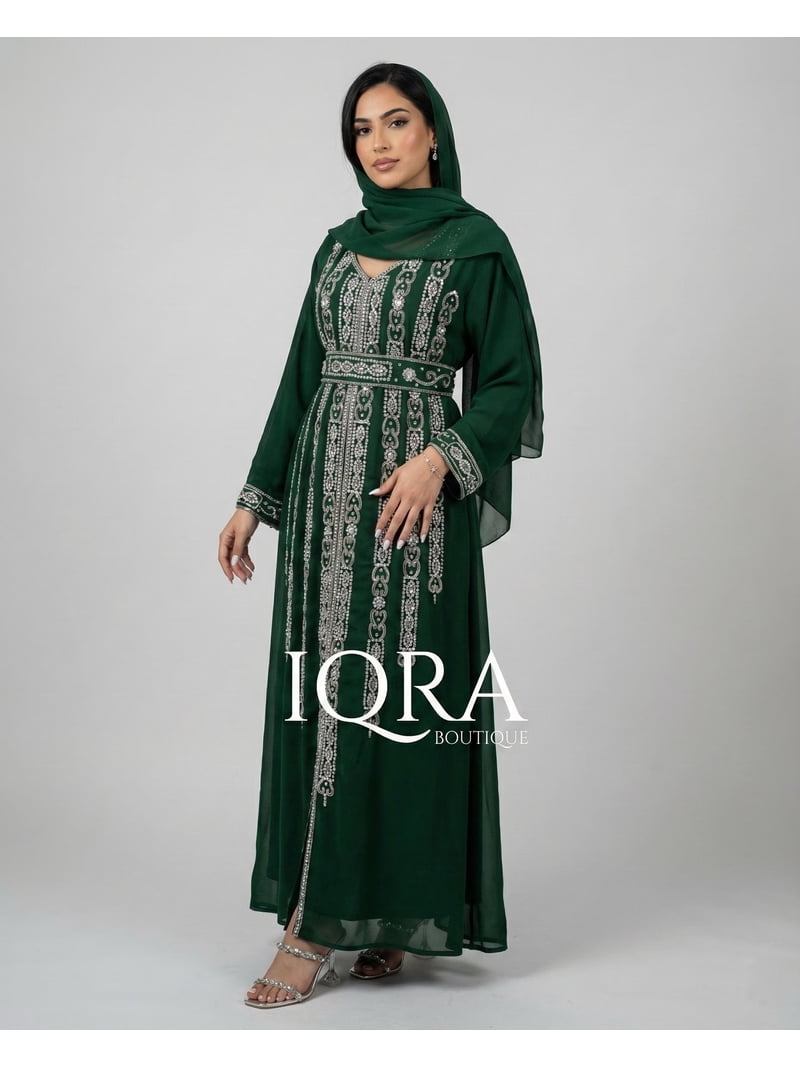 hijab with dark green dress Dark Green Hijab Dress 2703KY
