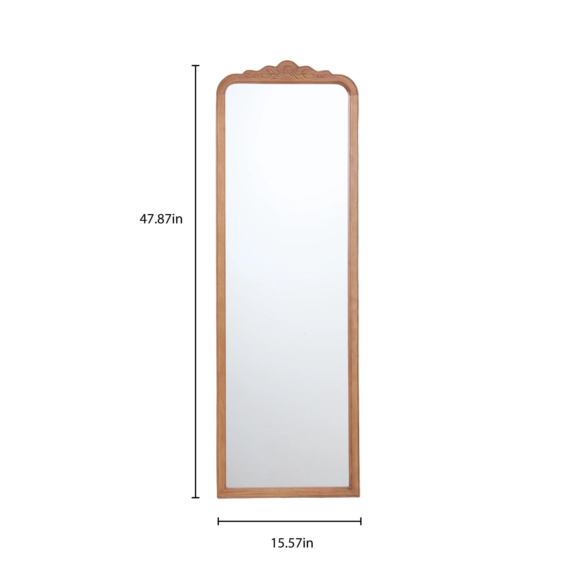 My Texas House Over-the-Door Full-Length Mirror with Floral Carved Wood Frame, 16 x 48 in