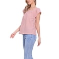 thumbnail image 4 of INSPIRAR CHIC Blusa de Mujer de Verano con Cuello Cuadrado y Mangas Cortas de Gingham Talla L Color Marrón Cameo, 4 of 6