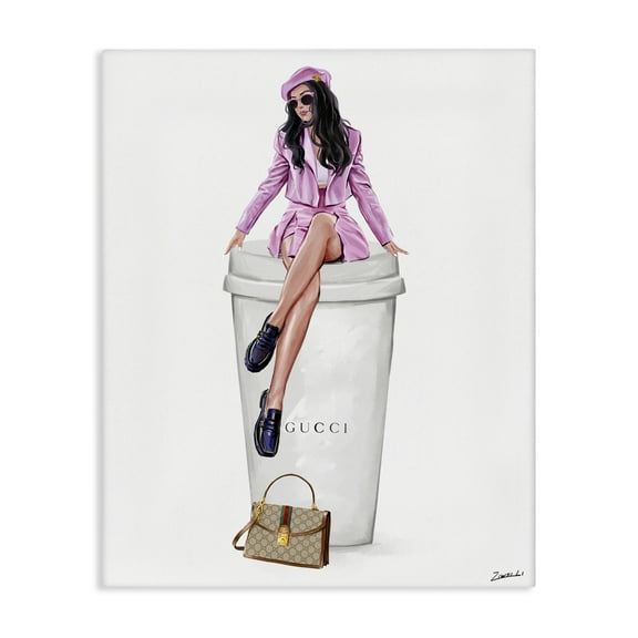 Stupell Industries Brunch Coffee Fashionista People Painting Wrapped Canvas Art Print Wall Art, 16 x 20