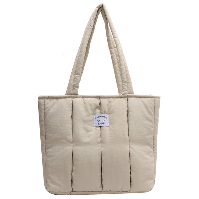 Btafrte Bolso Hombro Acolchado Algodón Con Asa Superior para Mujer para Viajes Oficina (Beige)