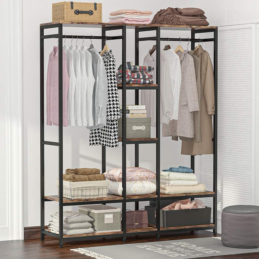 Tribesigns Free Standing Closet Organizer with Double Haning Rods