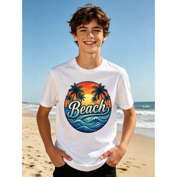 beach print t shirt teenagers t shirt 100 hip hop oversized shirt crew neck funny slogan tees outdoor sports training video gaming wear back to school outfits for