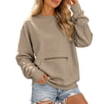 thumbnail image 2 of JGGSPWM Womens Oversized Crewneck Sweatshirt with Zip Pocket Fleece Lined, Y2k Cute Pullover Tops, Cozy Winter Travel Clothes Yellow XL, 2 of 9