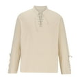 thumbnail image 5 of Men's Lightweight Jackets V-neck Casual Pullover Breathable Shirt Blouse Beige XL, 5 of 5
