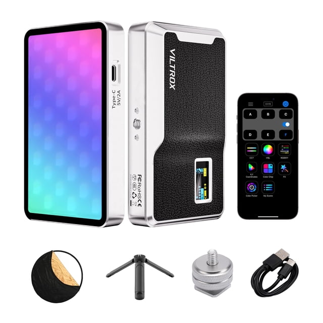 Kit de luces para cámara de vídeo RGB VILTROX, 8 W, 6000 mAh, con trípode
