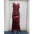 thumbnail image 3 of Vestido de satén sexy y elegante con abertura y escote bajo, 3 of 7