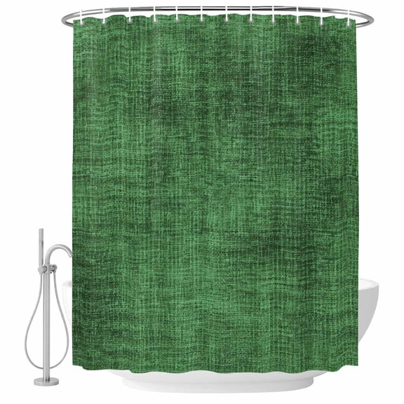 Dark Green Shower Curtain Set - Long 72" x 84" Washable Bathtub Curtain with 12 Hooks, Farmhouse Linen Texture Waterproof Fabric Stall Shower Curtains for Bathroom/Bathtub Décor