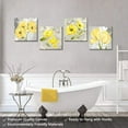 thumbnail image 4 of Yellow Flowers Wall Decor Gray Abstract Print Canvas Bathroom Home Decor Decals Pictures 4 Panels Poster for Bedroom Living Room Office Painting Yellow and Gray Grey Framed Ready to Hang(16x16inchx4), 4 of 6