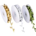 thumbnail image 1 of Cinta de planta de hoja colgante falsa de uva artificial, utilizada para manualidades de bricolaje y decoración de jardín de casa, boda, fiesta, 3 rollos (oro/plata/verde) JM, 1 of 4