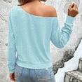 thumbnail image 4 of IROINNID Blouse for Women One-Shoulder Versatile Blouses Long Sleeve Basic Trendy Daily Casual Tops Reduced,Sky Blue, 4 of 8