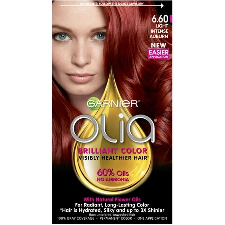 Garnier Olia Oil Powered Permanent Hair Color, 6.60 Light Intense Auburn, 1