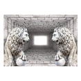 thumbnail image 3 of Tiptophomedecor 3D Illusion Wallpaper Wall Mural - Stone Lions, 3 of 4