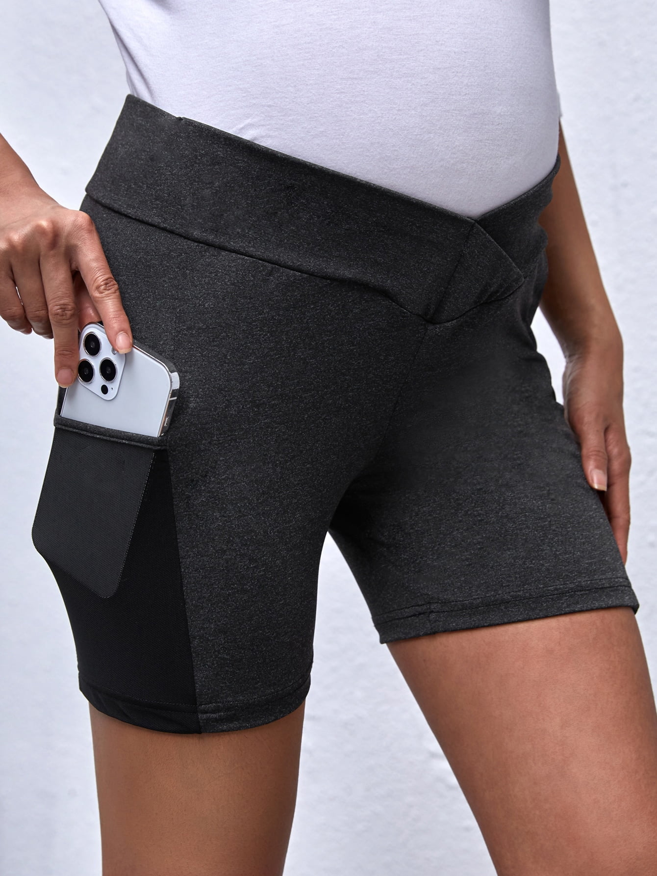 Maternity Mesh Insert Biker Shorts 