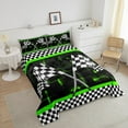 thumbnail image 4 of Erosebridal Ensemble de Couette Simple Drapeau de Voiture de Course, Couette Verte, Décor Rectangle 3D, Microfibre 2 Pcs, 4 of 8