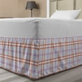 thumbnail image 1 of Plaid Bed Skirt, Diagonal and Vertical Stripes in Checkered Pattern in Pastel Tones, Elastic Bedskirt Dust Ruffle Wrap Around for Bedding Decor, 4 Sizes, Lavender and Burnt Sienna, by Ambesonne, 1 of 2