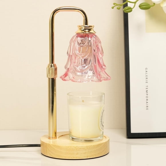 Lámpara Calentadora de Velas, Tulipán Rosa, Altura Ajustable y Regulable, con 2 Bombillas