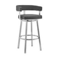 thumbnail image 3 of Lorin 26" Gray Faux Leather and Brushed Stainless Steel Swivel Bar Stool, 3 of 3