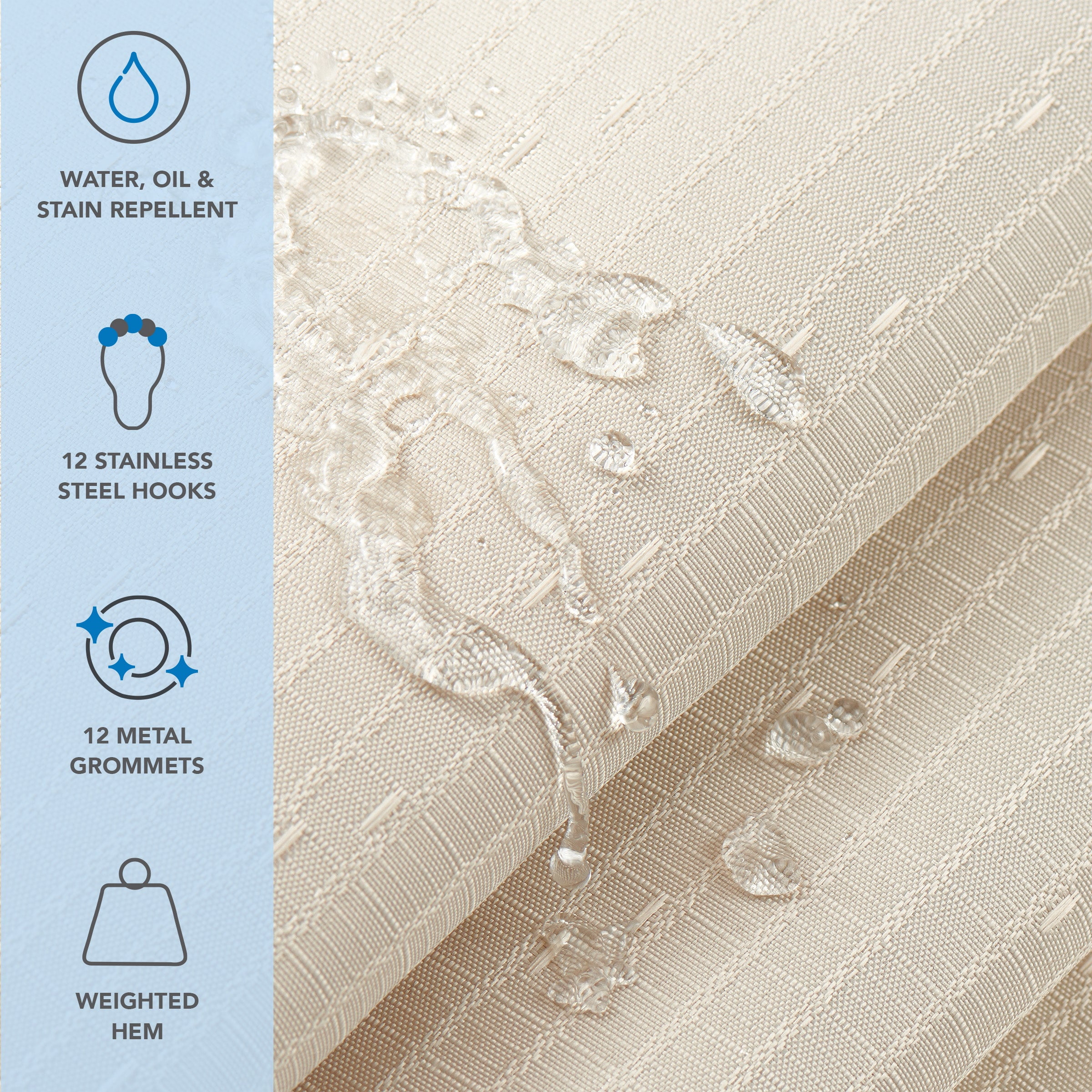 Host & Home Shower Curtain Set (Bulk Case of 12) - 72x72, Raindrop Pattern, Beige