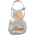 thumbnail image 2 of Cole Haan Jitney Knot Silver Leather Ankle Strap Open Toe Wedge Heeled Sandals (Silver Leather, 5.5), 2 of 6