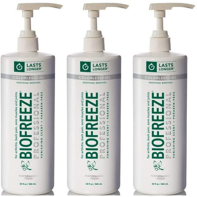 Biofreeze Pompe à Gel Professionnelle Formule Incolore 32 Oz (Lot de 3)