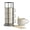 Beige, variant on Black 13 Oz Ceramic Stackable Coffee Mug Set of 4 with Rack and Spoons for Cappuccino Latte Macchiato Espresso