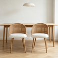 thumbnail image 6 of Dining Chairs Set of 2, LEGAHOME Farmhouse Rattan Dining Room Chairs with Rattan Backrest, Upholstered Kitchen Chairs Set of 2 with Cane Back & Metal Legs, Brown, 6 of 8