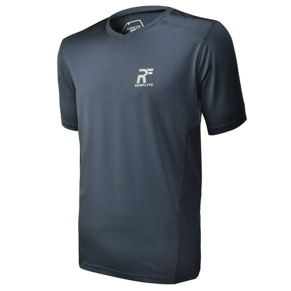 RunFlyte Men's HyperVent PRM V-Neck T-Shirt Dark Grey f1207-ggg