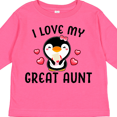 thumbnail image 4 of Inktastic I Love My Great Aunt with Cute Penguin and Hearts Girls Long Sleeve Toddler T-Shirt, 4 of 5