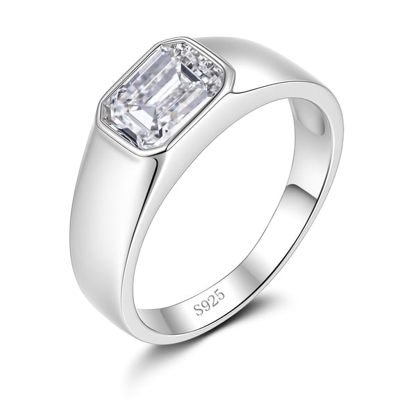 Luxury Sparkling 2 Carat Moissanite Men Wedding Ring - 925 Sterling Silver Engagement Anniversary Jewelry Gift - Size 8~11