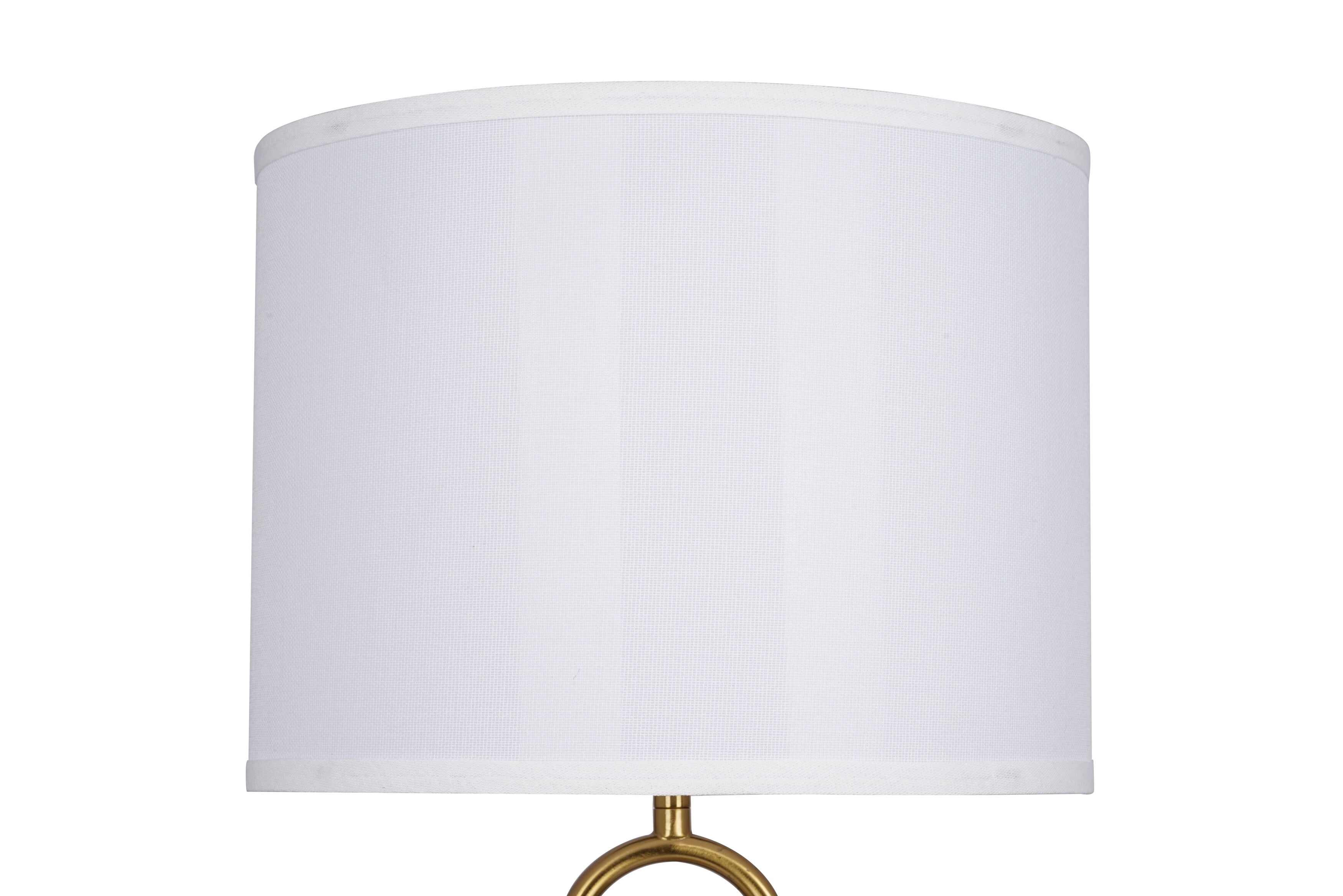 Kenroy Home Isla 20'' Table Lamp with White Fabric Drum Shade Modern Table Light Fixture for Living Room, Bedroom, or Office, Brushed Gold