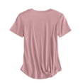 thumbnail image 4 of Limited Time Deal kttectoa Stretch Slim Fit Pleated Curved Hem T Shirt Going Out Tops for Women Solid Tunic Tops Short Sleeve Crewneck Blouse for Women Up to 60% Off Street Wear, 4 of 7