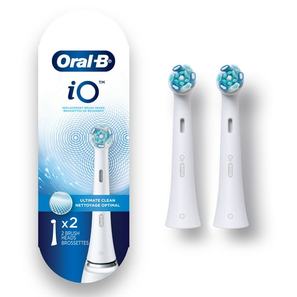 OralB iO Ultimate Clean Replacement Brush Heads, White, 2 Count for Plaque Removal