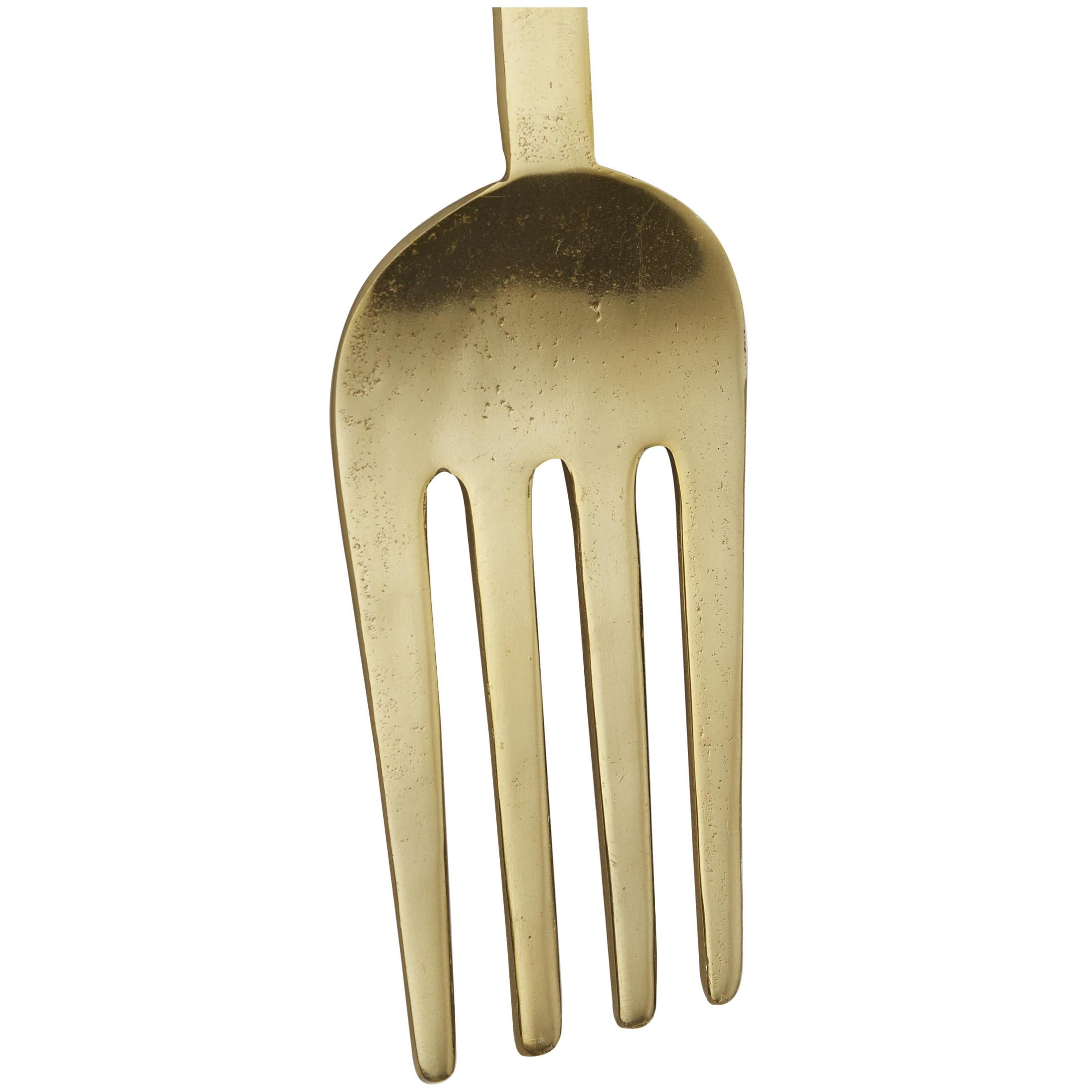 DecMode Gold Aluminum Metal Spoon and Fork Utensils Wall Decor (2 Count)