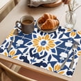 thumbnail image 3 of Blue Morocco Placemats Set of 12 Boho Geometric Antique Oriental Pattern Place Mats Indoor Wipeable Table Mats Washable Cloth Dining Table Placemats for Kitchen Holiday Party Home Decor 13x19 Inch, 3 of 9