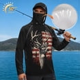 thumbnail image 3 of SEANATIVE Men's Outdoor Fishing Hoodie Sun Protection with Face Cover, Lightweight Portable Sun Block Top UV Protection Hooded Pullover for Travel Fishing, S, Deer American Flag, 3 of 7