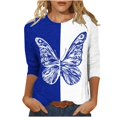 thumbnail image 2 of KIHOUT Hauts pour Femmes Grande Taille Liquidation Mode Féminine T-shirt Imprimé Ample Mi-Longueur Manches 3/4 Blouse Col Rond Hauts Décontractés, 2 of 4