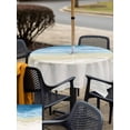 thumbnail image 4 of Outdoor Tablecloth with Umbrella Hole and Zipper, Haze Blue Summer Beach Square Table Cloth 60x60 Inch Waterproof Tablecloth, Nautical Coastal Beige Seaside Picnic Table Cover for Patio Camping, 4 of 7