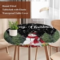 thumbnail image 4 of Black Christmas Round Tablecloth, Fitted Table Cover with Elastic for 45"-54" Round Tables, Snowman Xmas Tree Snowflake Winter Gifts Table Cloth Outdoor Indoor Dinning Party Waterproof Tablecloths, 4 of 7