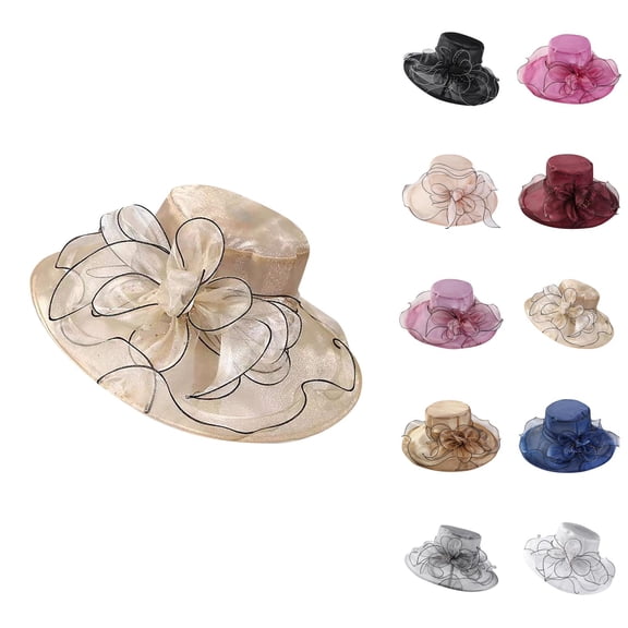Wide Brim Organza Hat Dress Hat for Women Tea Party Derby Noble Wedding Cap