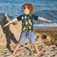 thumbnail image 3 of FORMRS Boys Rash Guard Short Sleeves Swim Shirt Quick Dry UPF 50+ Sun Protection, Sizes 3-12T, Floral Lemons, 3 of 6