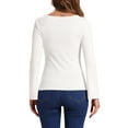 thumbnail image 3 of INSPIRE CHIC Women's Knit Long Bell Sleeve Blouse Dressy Casual Shirts Square Neck Top S White, 3 of 5