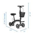 thumbnail image 2 of Andador de rodillas Medline con asiento manual, ruedas de 8", capacidad de 300 lb, color negro, para lesiones en piernas y pies, alternativa a las muletas, 1 unidad., 2 of 5
