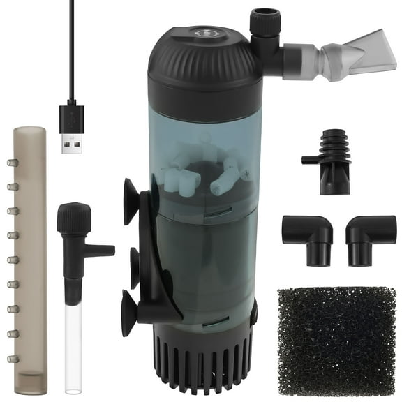 Aquarium Filter Efficient Fish Tank Filter Pump with 2 Stage Filtration Submersible Filtration System for Small Fish Tanks