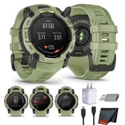 Garmin Instinct 3 - 50 mm, Rugged Outdoor GPS Smartwatch, 24 Day Battery, AMOLED Display, Built-in Flashlight, Alpine Rush Collection Limited Edition Color, Fern Green with Fern Green Band Bundle